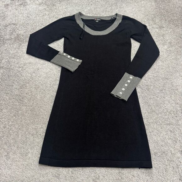 Guess Colorblock Bodycon Sheath Sweater Dress Women Large Black Gray Stretch NWT - Picture 1 of 15